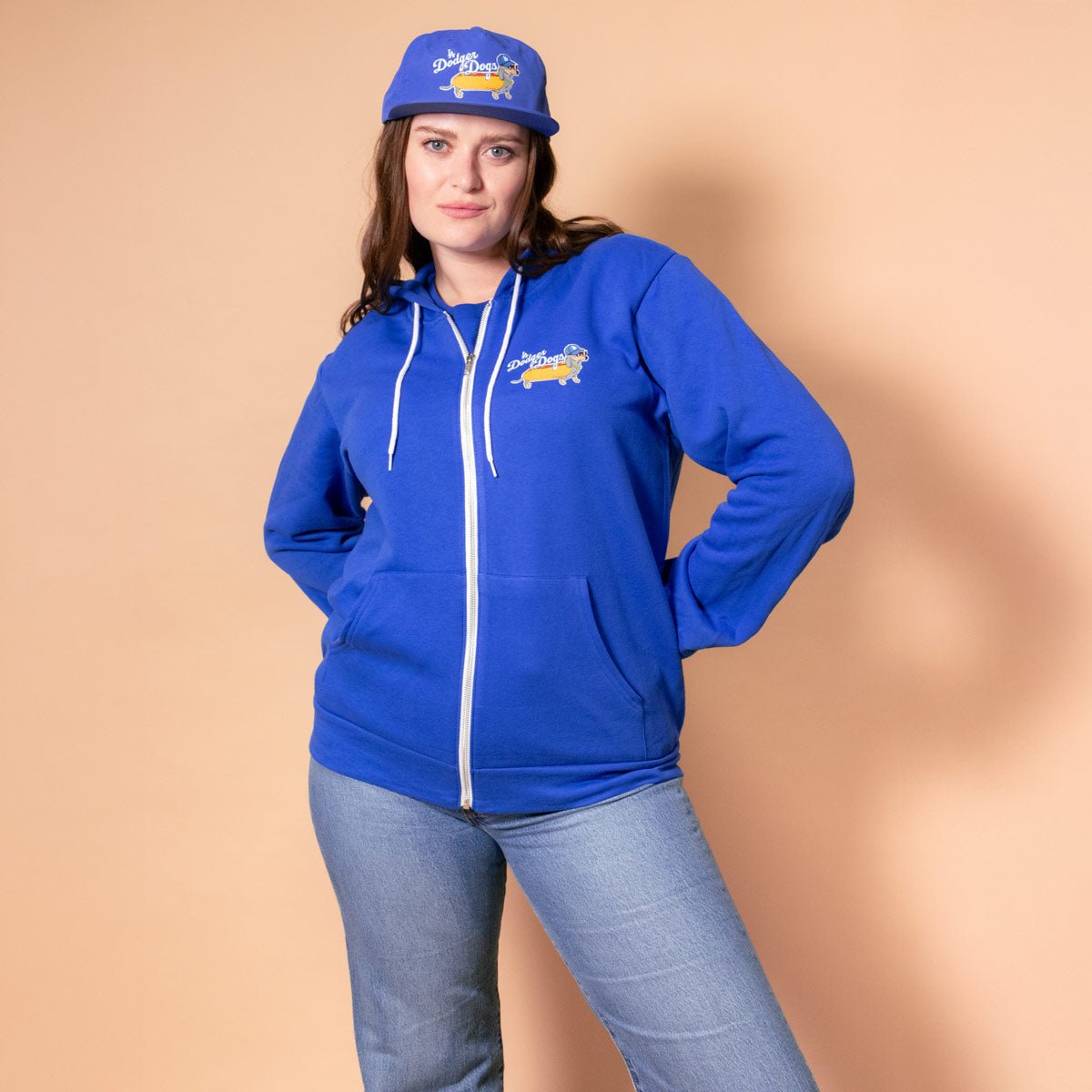 LA dodger dogs unisex zip-up hoodie