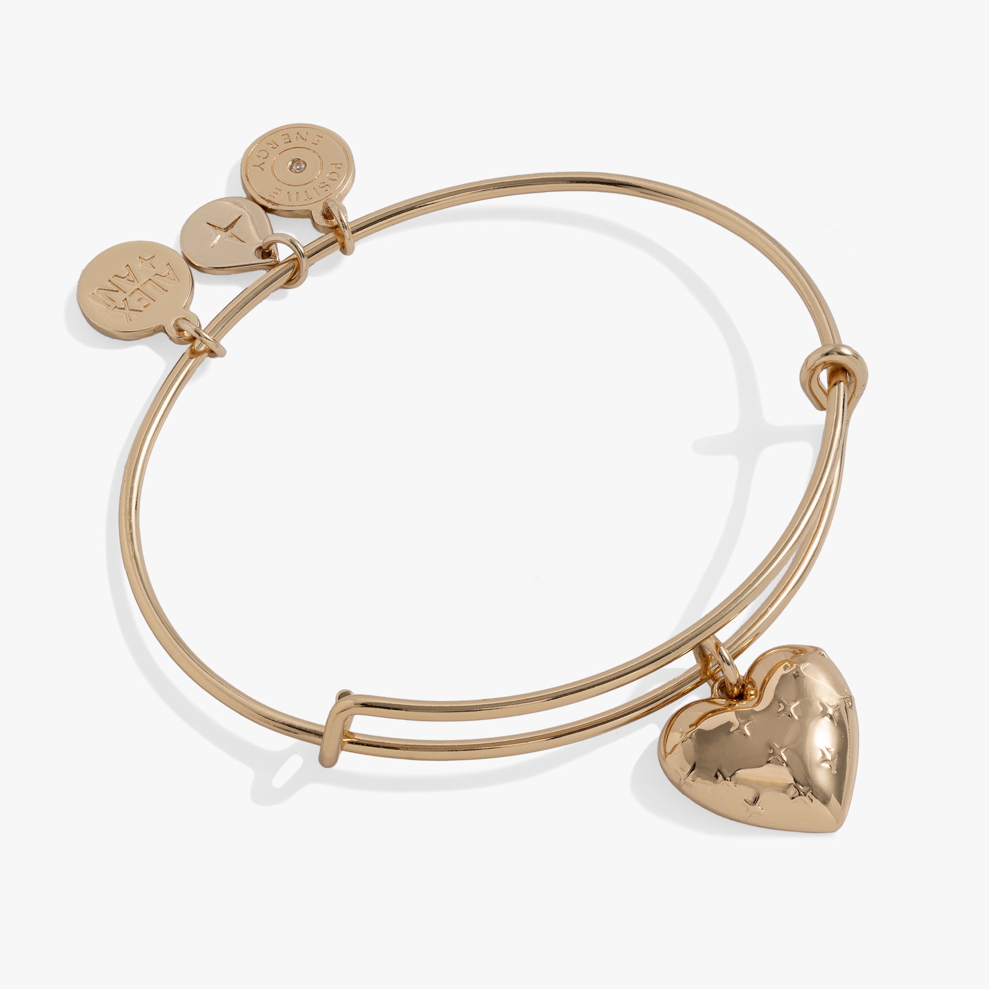 Gold Metal Heart Charm Bangle