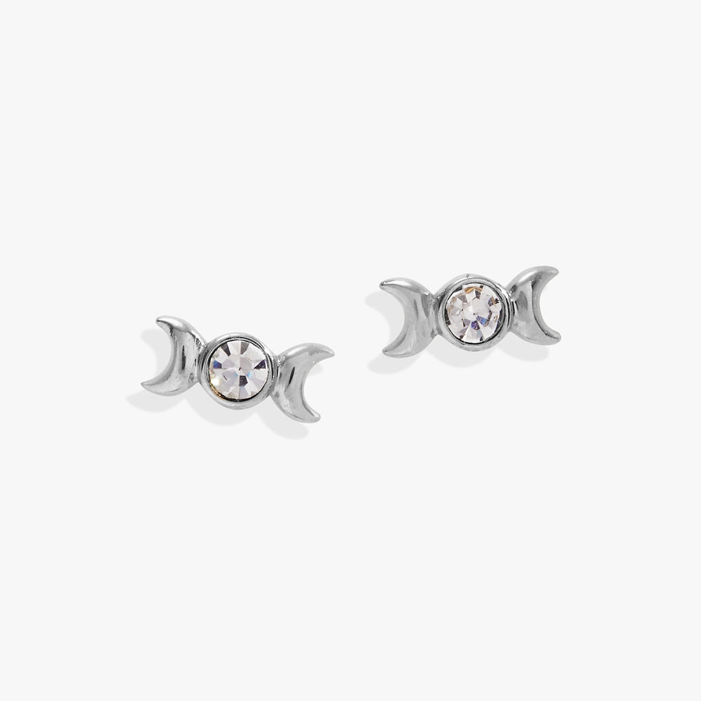 Crystal Lunar Phase Mini Stud Earrings