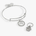 Paw Print Bangle & Pet Collar Charm Set of 2