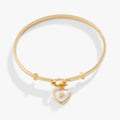 Pearl Heart + Crystal Charm Clip Bangle