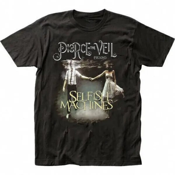 pierce the veil selfish machines black short sleeve cotton t-shirt unisex black