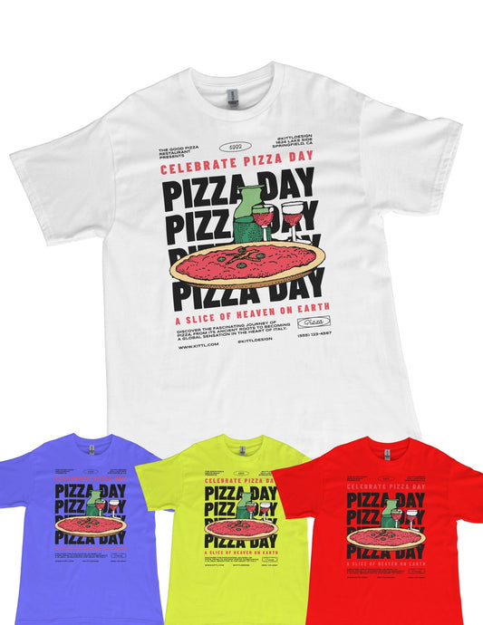 Pizza Day T-Shirt | Food Graphic Bold Tee