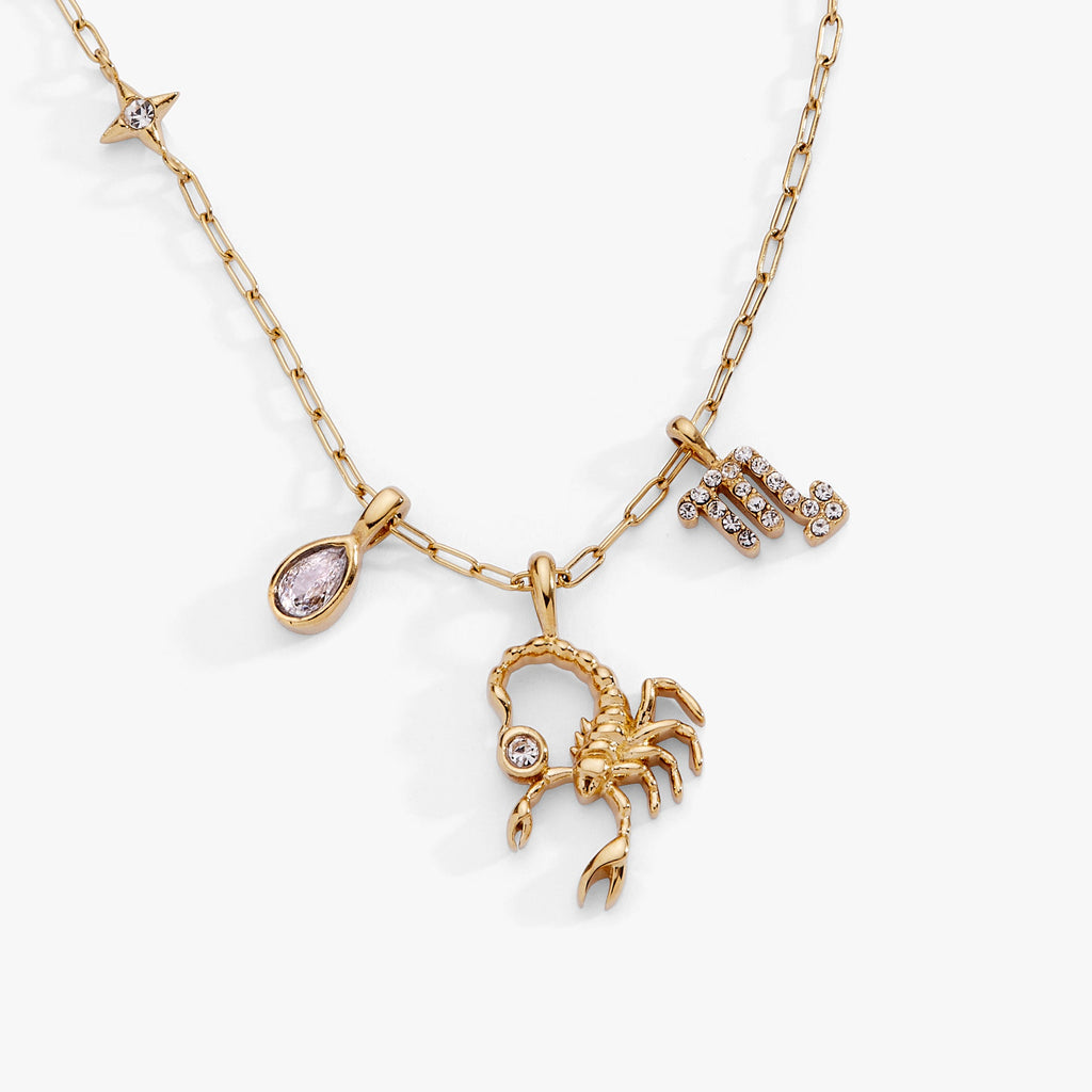 Scorpio Zodiac Charm Cluster Necklace