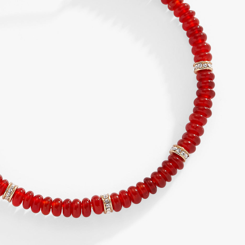 Red Semi-Precious Rondelle Beaded Bangle