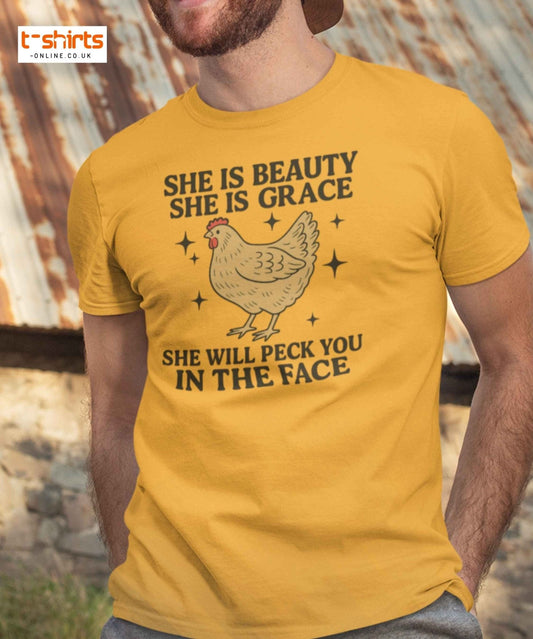 She Will Peck You T-Shirt Ã¢â‚¬â€œ Funny Chicken Humor Tee