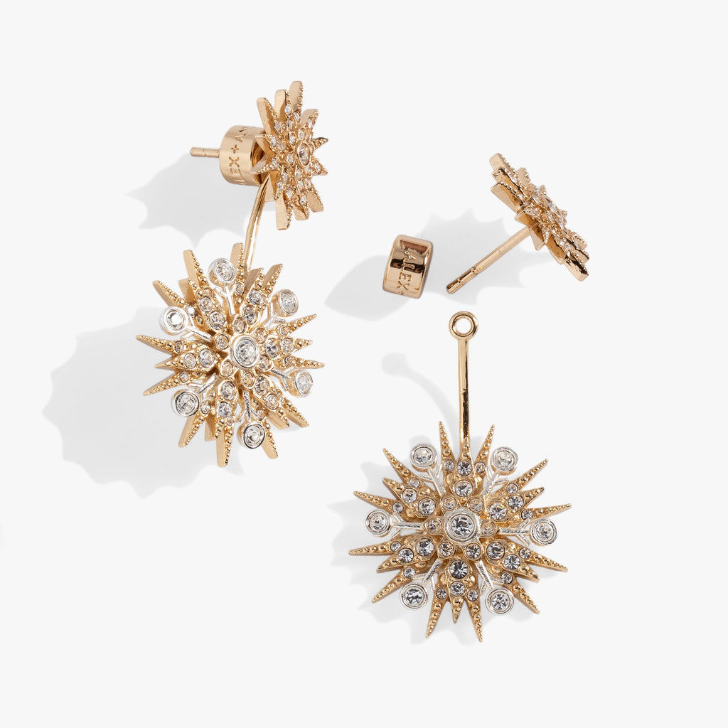 Two-In-One Snowflake Ear Jacket Earrings
