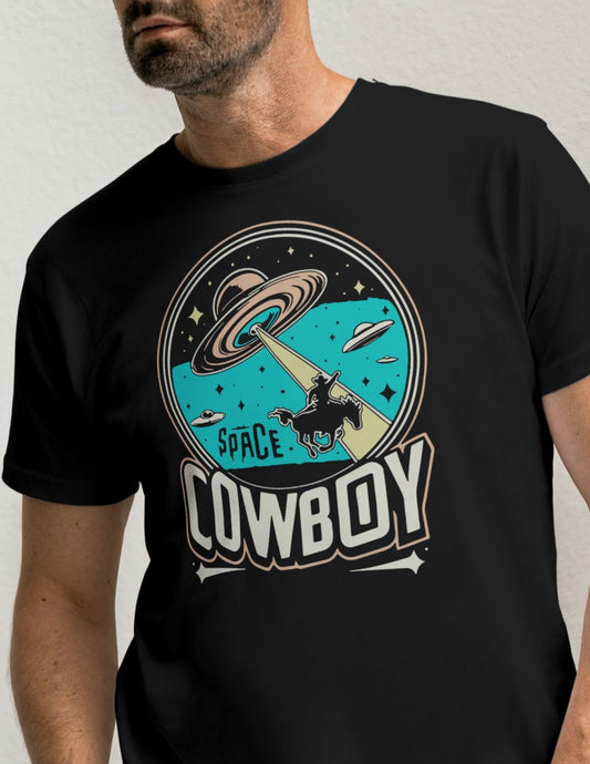Space Cowboy MenÃ¢â‚¬â„¢s T-Shirt | Retro UFO Graphic Tee