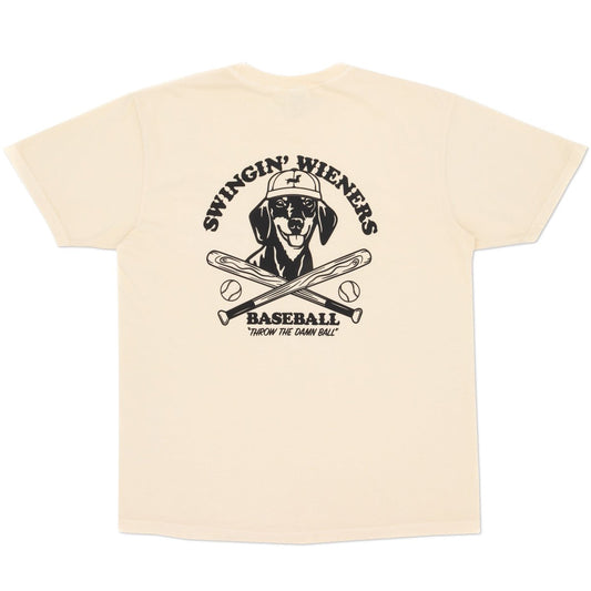 swinginÃ¢â‚¬â„¢ wieners baseball club unisex pocket tee | cream