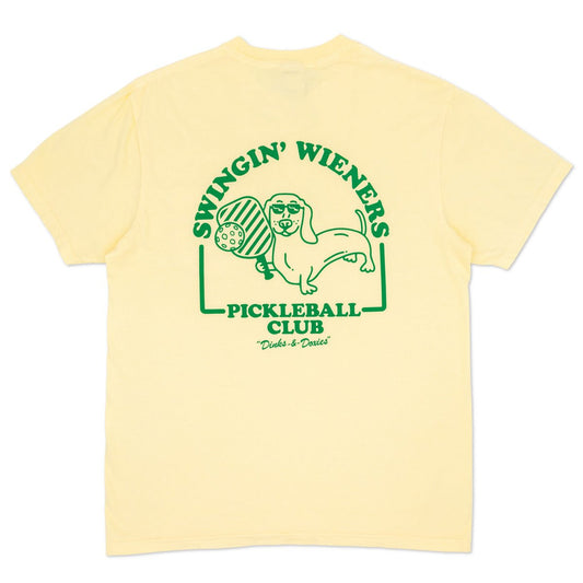 swinginÃ¢â‚¬â„¢ wieners pickle ball unisex pocket tee | banana