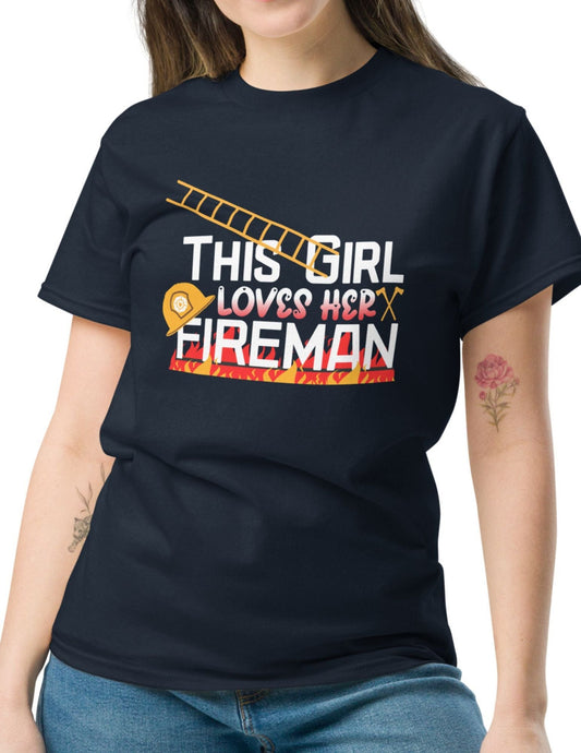 This Girl Loves Firefighter T-Shirt Ã¢â‚¬â€œ Heartfelt Firefighter Support Graphic Tee