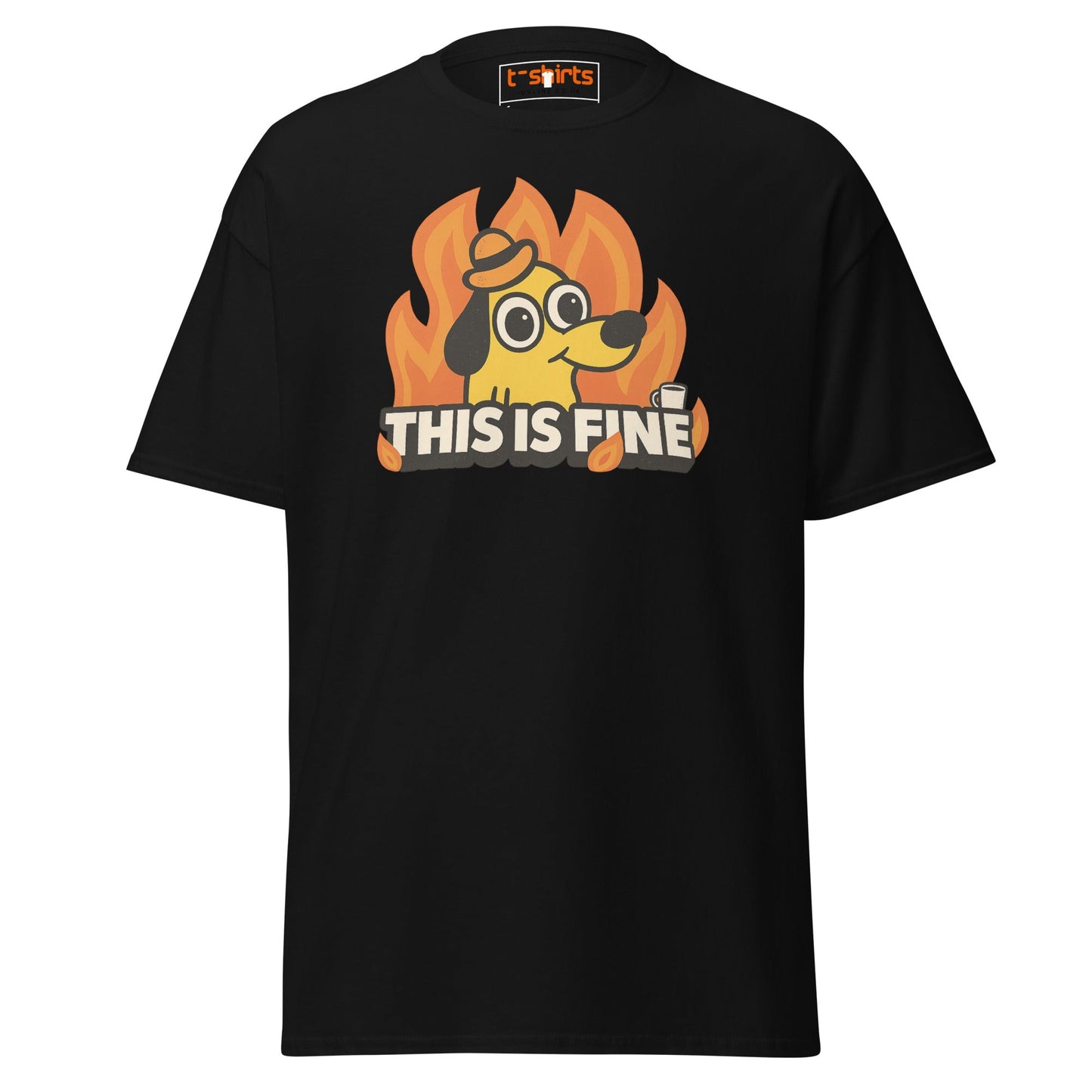 Internet Classic TÃ¢â‚¬â€˜Shirt This Is Fine Meme Dog Graphic Cotton Tee
