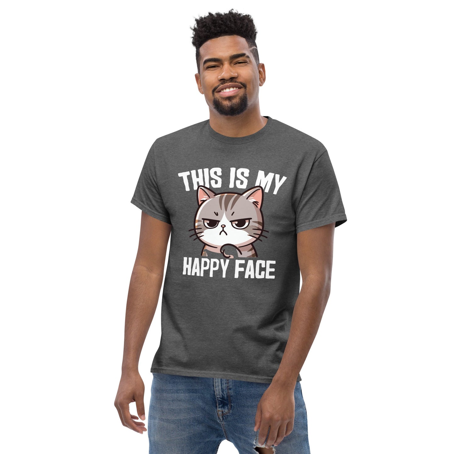 Grumpy Cat T-Shirt This Is My Happy Face Funny Animal Graphic Tee