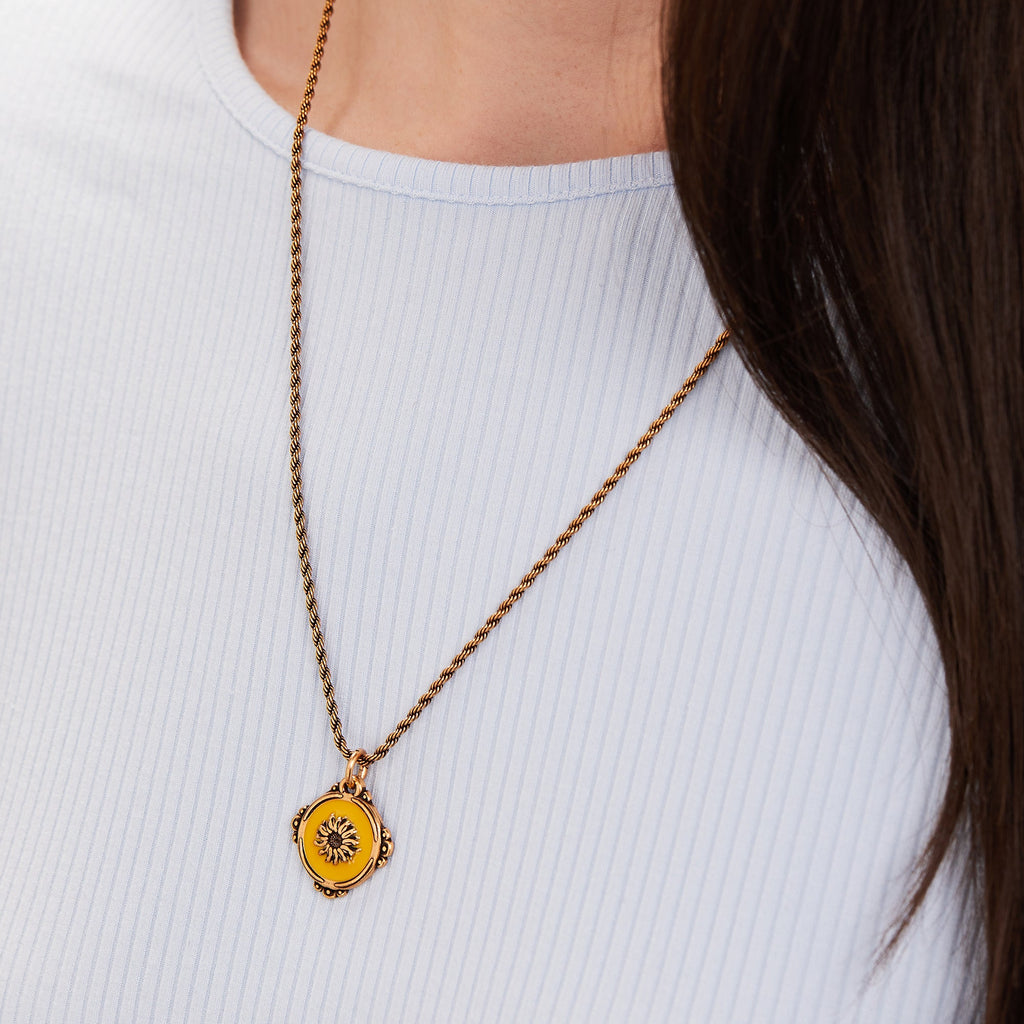 Token of Adoration Sunflower Charm Necklace