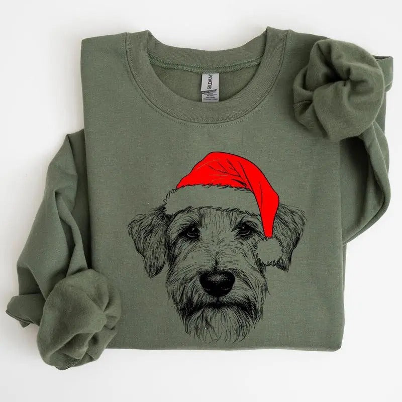 Wheaten Terrier sweatshirt/hoodie/tshirt, Santa hoodie, Dog sweatshirt, Christmas, Dog Lover tshirt, Pet Sweatshirt, Crew...